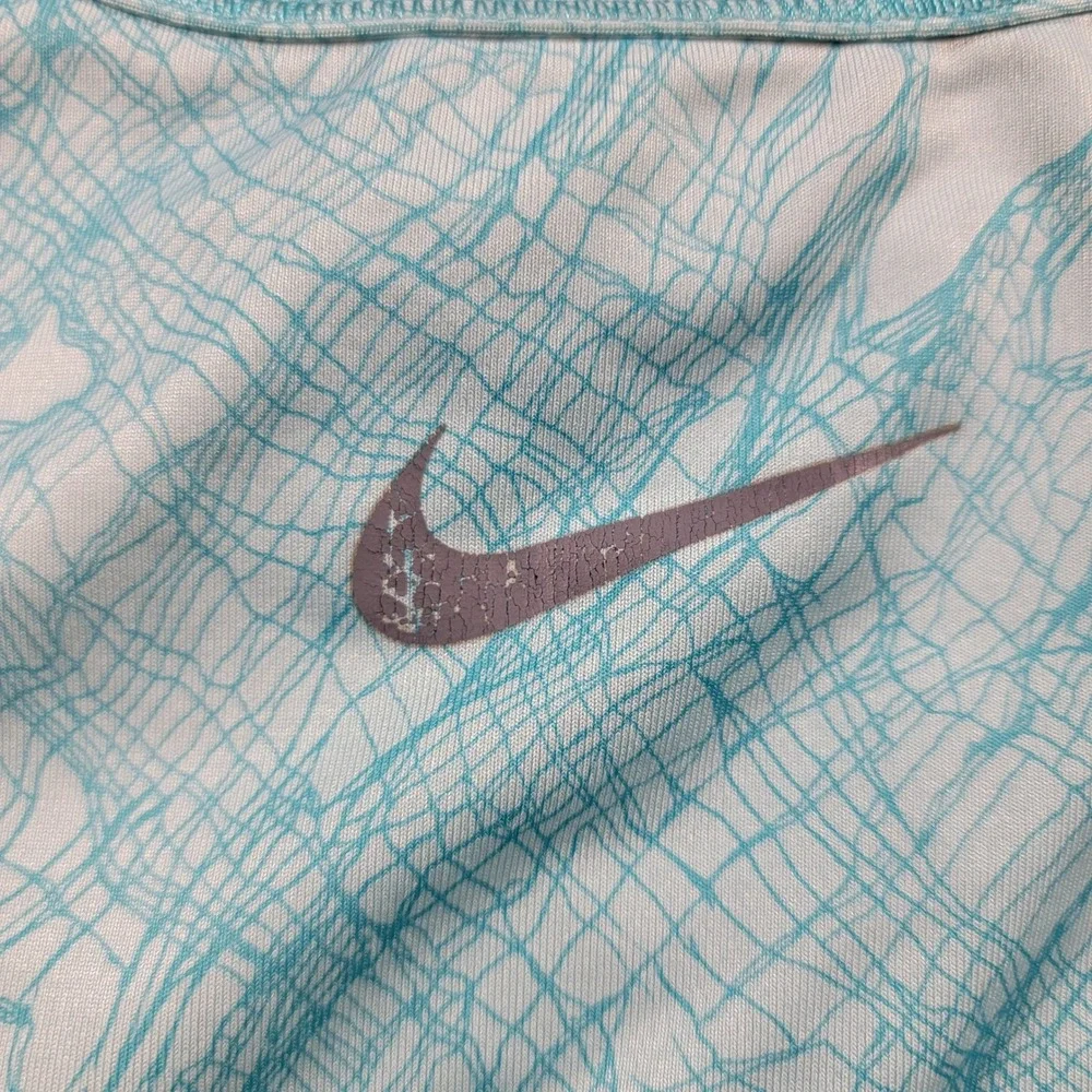Nike Sports Bra Womens L Teal Good Dri-FIT Racerback Abstract Print Workout